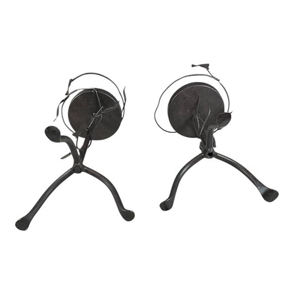 Pair of Wrought Iron Leaf & Vine Plant Stands – Black Metal Garden Decor Used - Picture 5 of 5